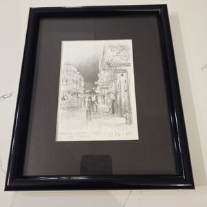 VTG Don Davey 1976 French Quarter Nights New Orleans Art Drawing Signed Framed